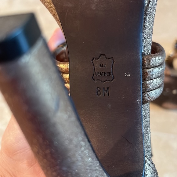 Tory Burch leather Sz 8 metallic bronze gold gladiator high heels pump shoes - Picture 7 of 13